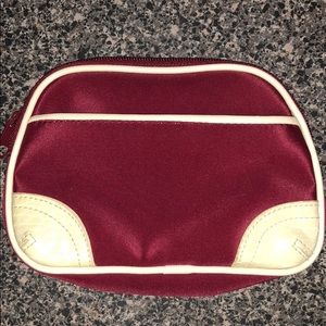 Red cosmetic bag with 2 attached mirror